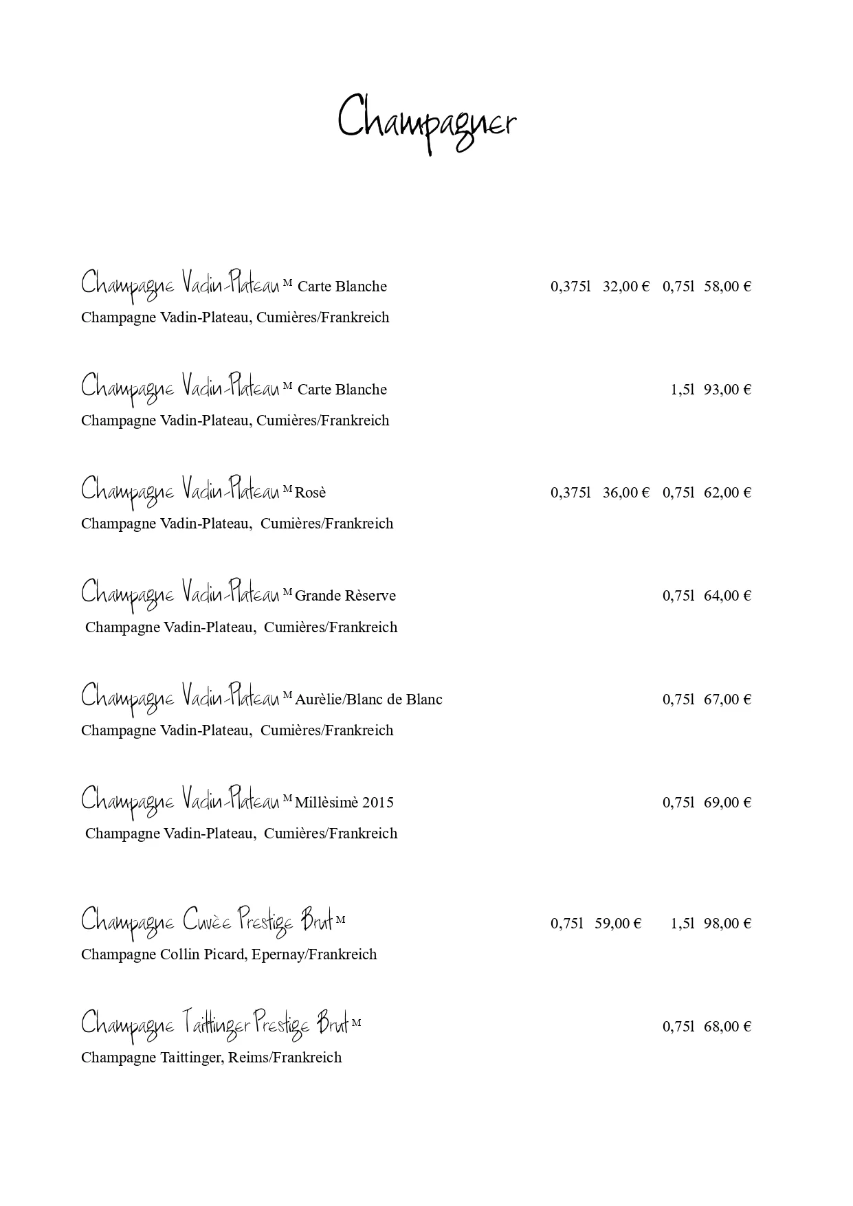 Stangs Küche, Veganes Menü