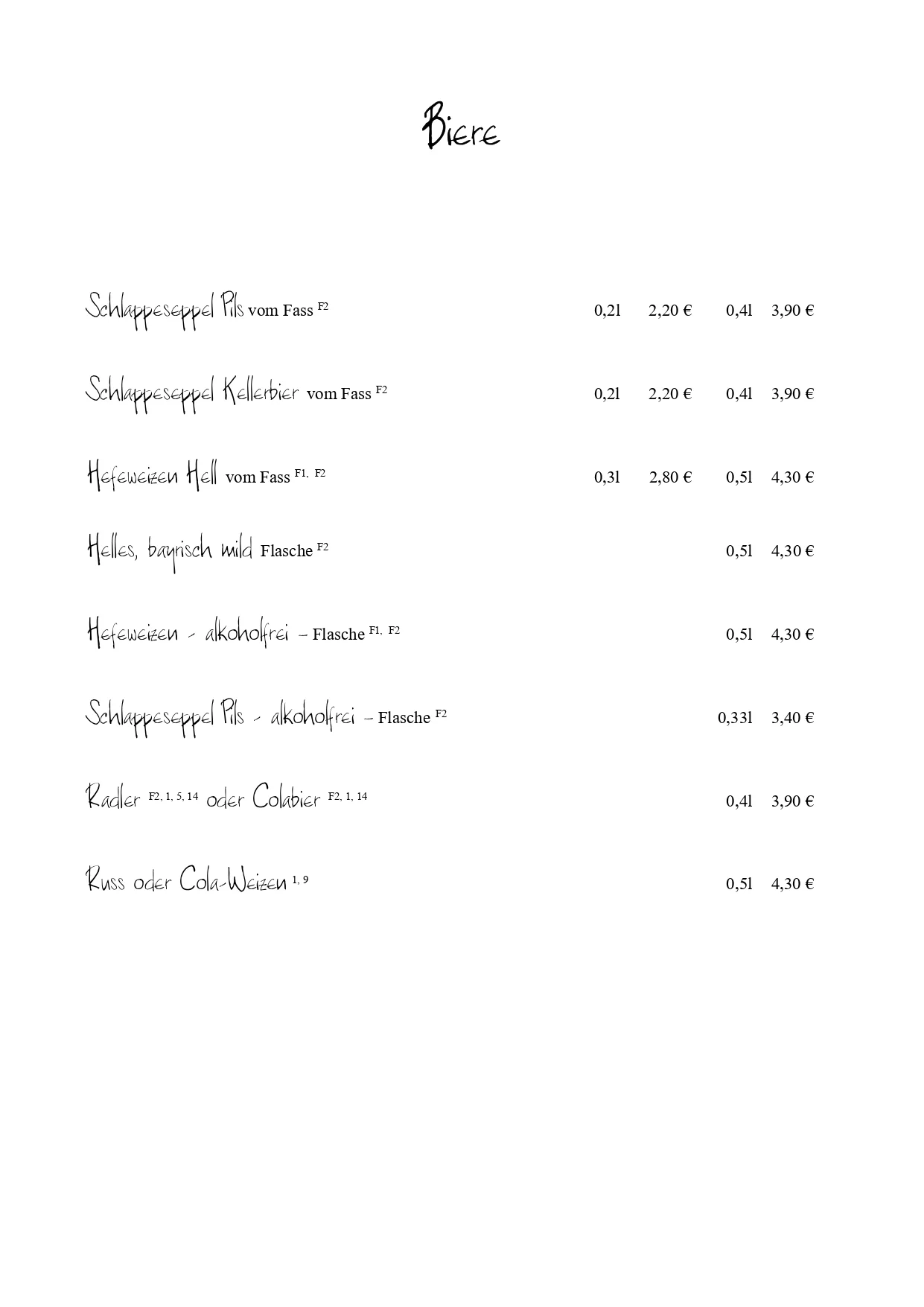 Stangs Küche, Veganes Menü