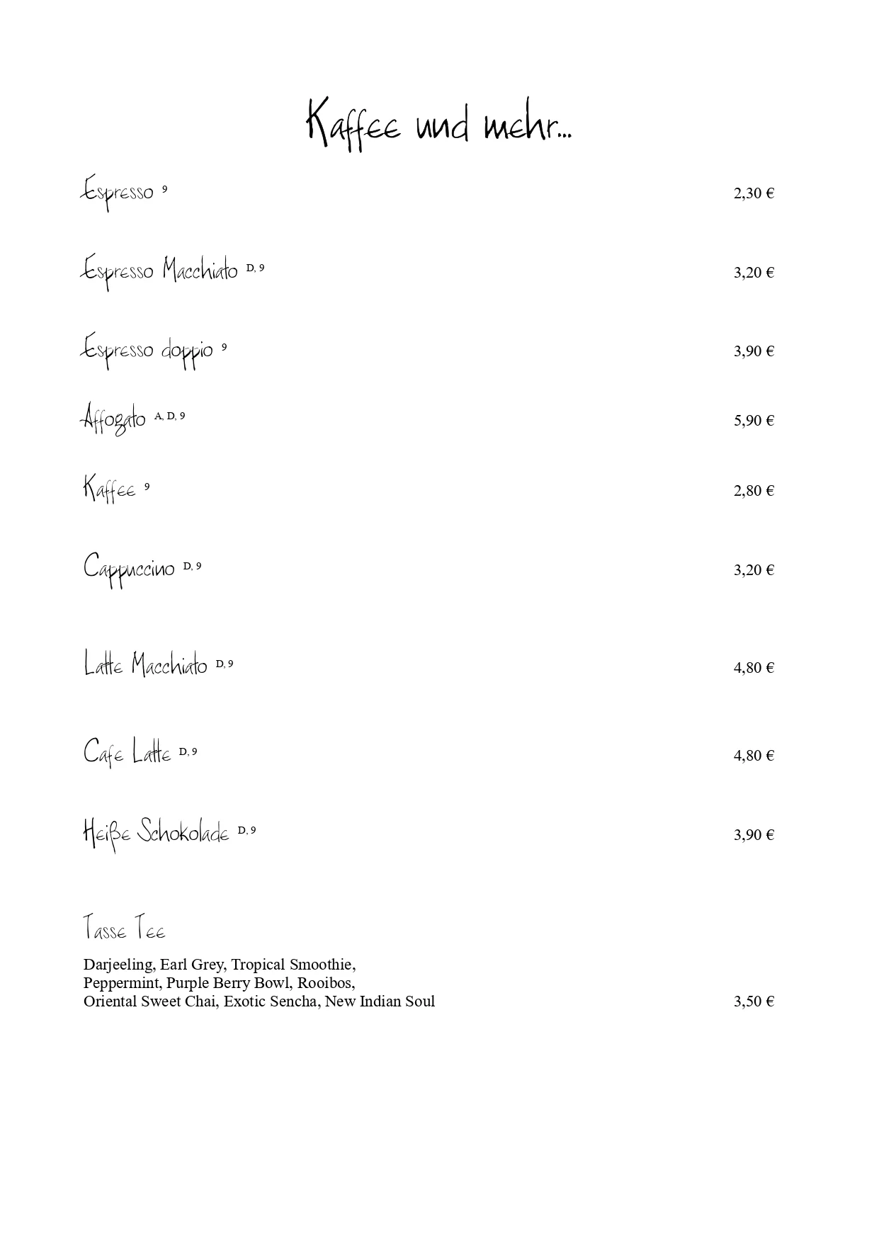 Stangs Küche, Veganes Menü