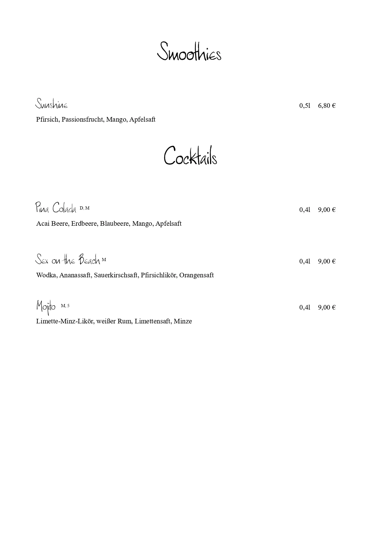 Stangs Küche, Veganes Menü