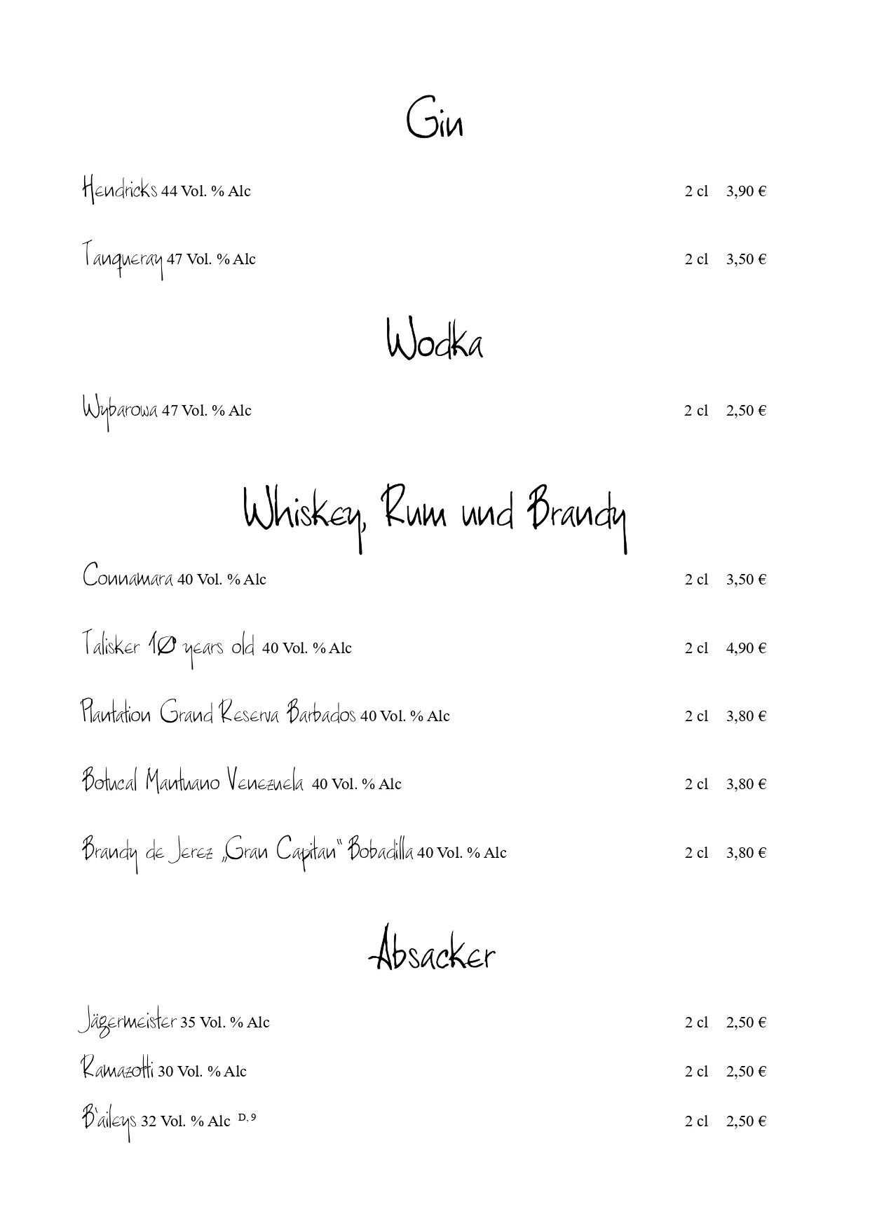 Stangs Küche, Veganes Menü