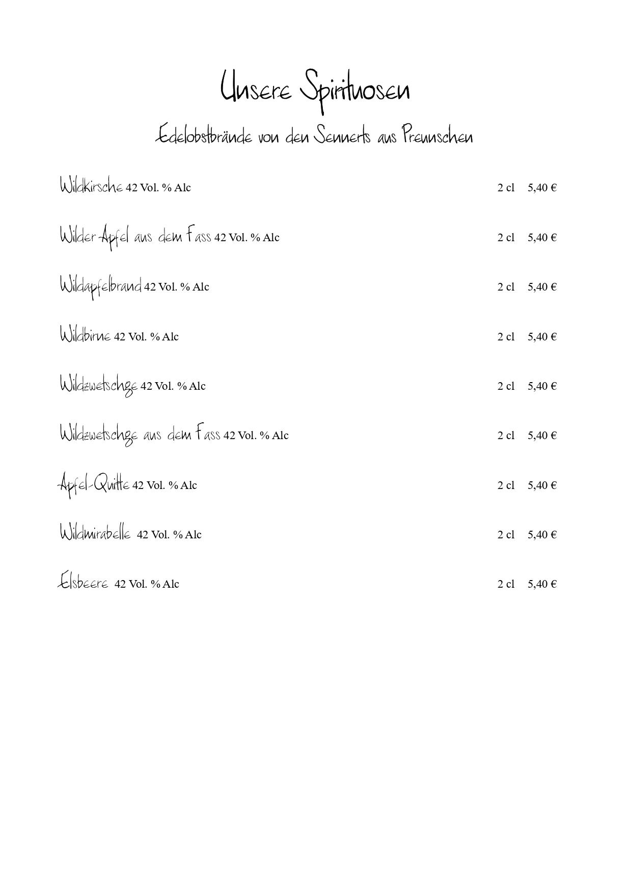 Stangs Küche, Veganes Menü